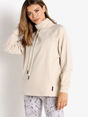 NWOT Varley Atlas Funnel Neck Sweatshirt Beige Cream Size Medium